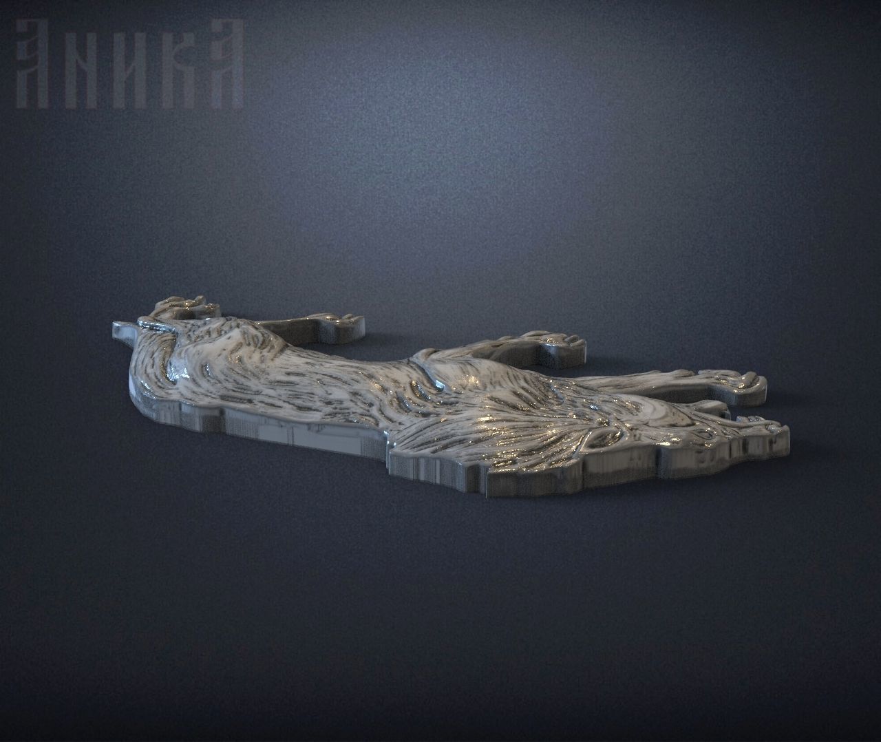 Wolf icon 3D print model_3