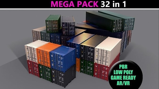 PBR 10 20 40 ft Shipping Cargo Container - Collection Pack  