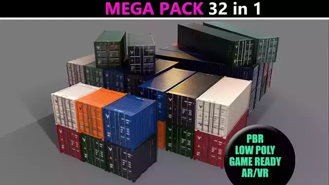 PBR 10 20 40 ft Shipping Cargo Container - Collection Pack  