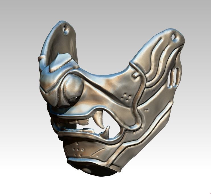 Highpoly Detailed Realistic Ghost of Tsushima Mask Face Covid  3D print model_1