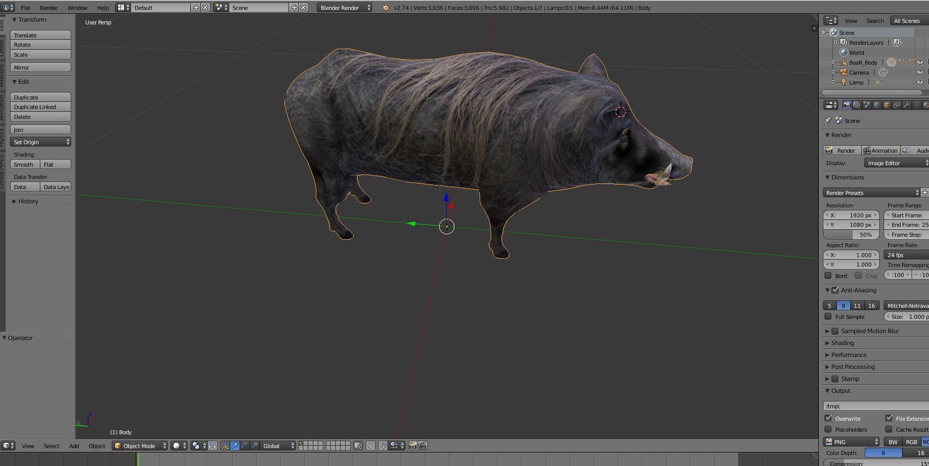 Wild Boar 3D Models game ready low poly model Low-poly 3D model_17