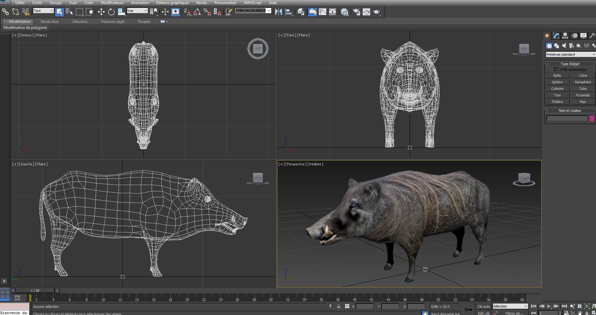 Wild Boar 3D Models game ready low poly model Low-poly 3D model_16