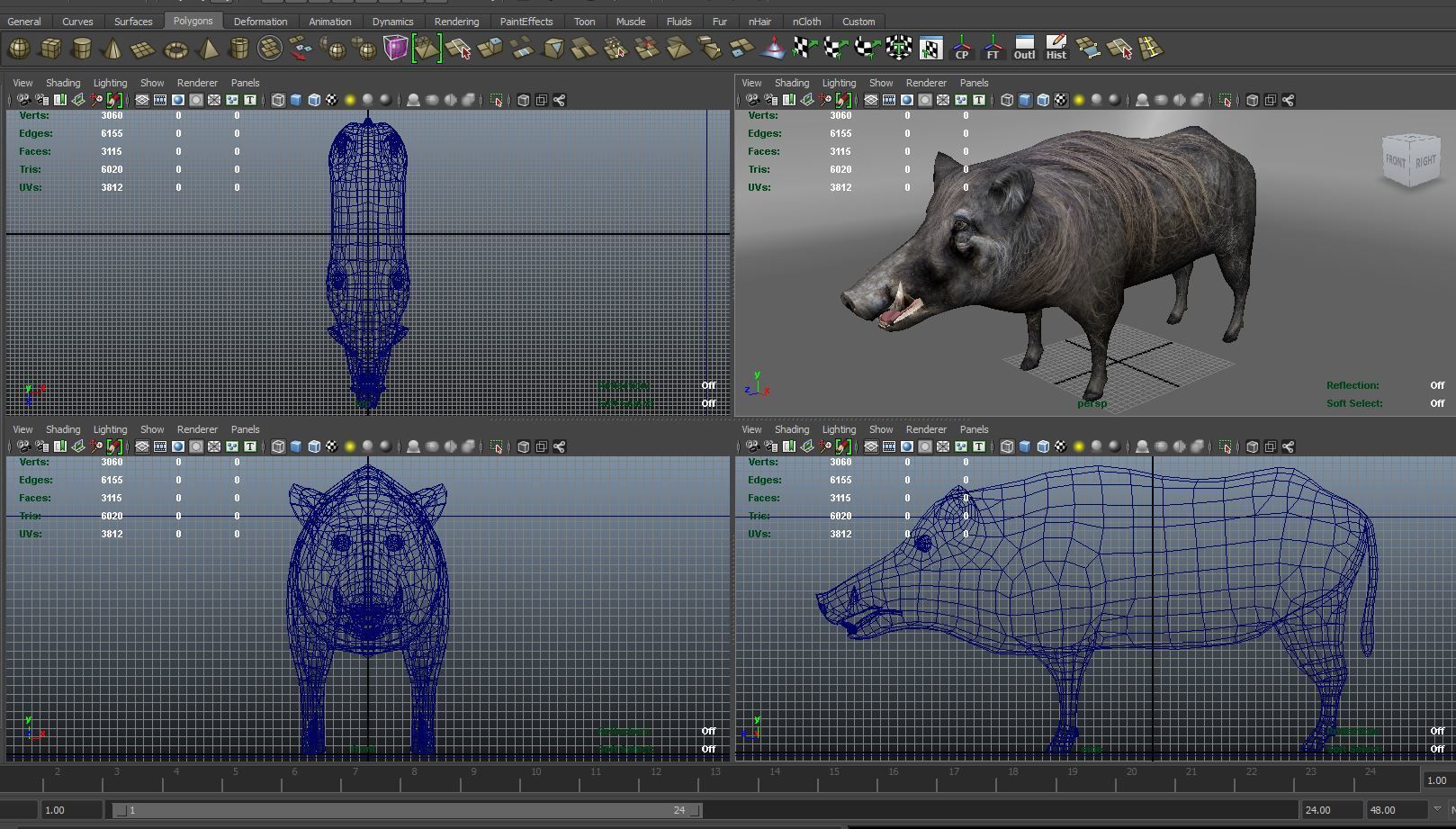 Wild Boar 3D Models game ready low poly model Low-poly 3D model_14