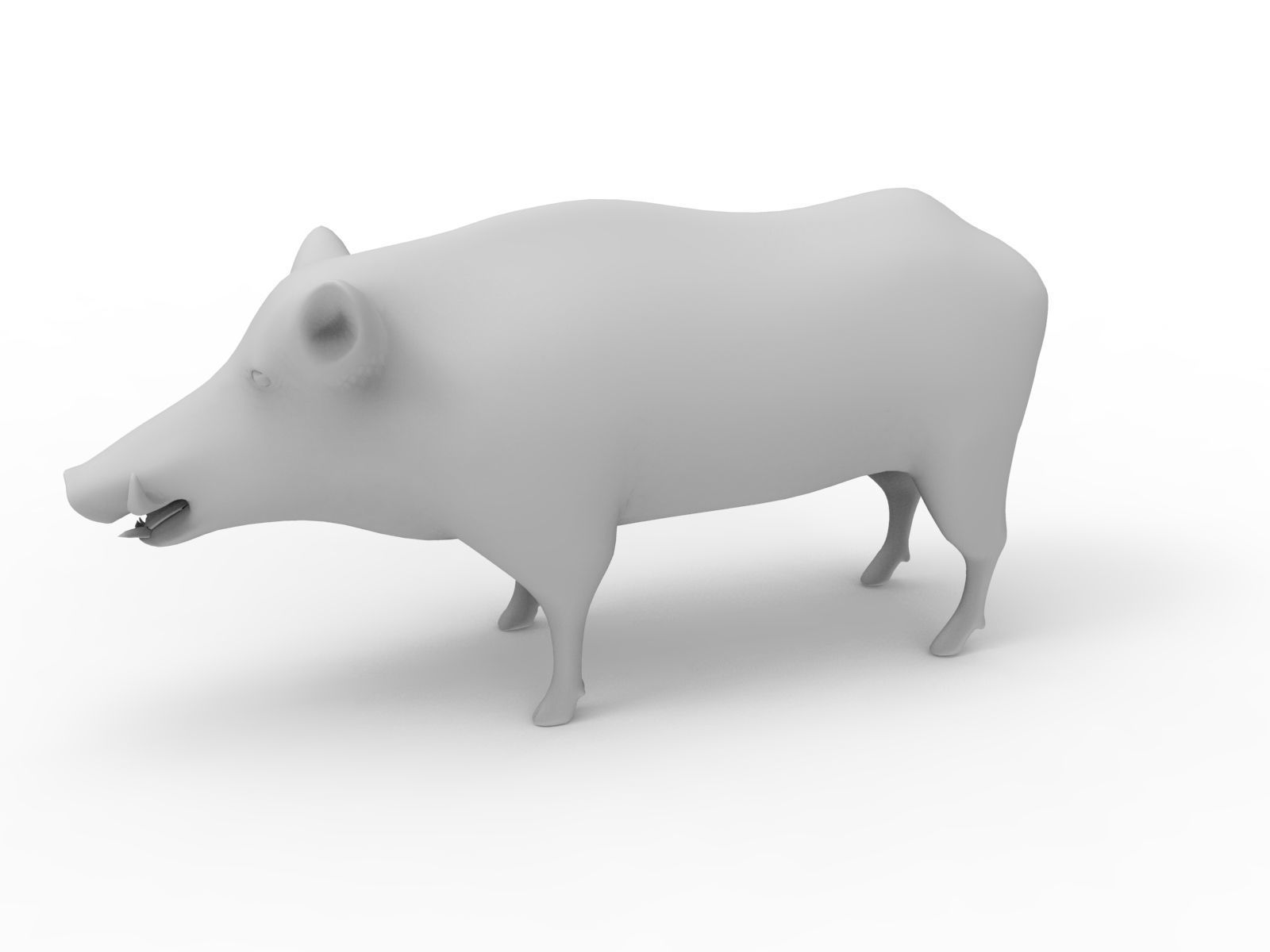 3d White Boar Model Low-poly 3D model_19