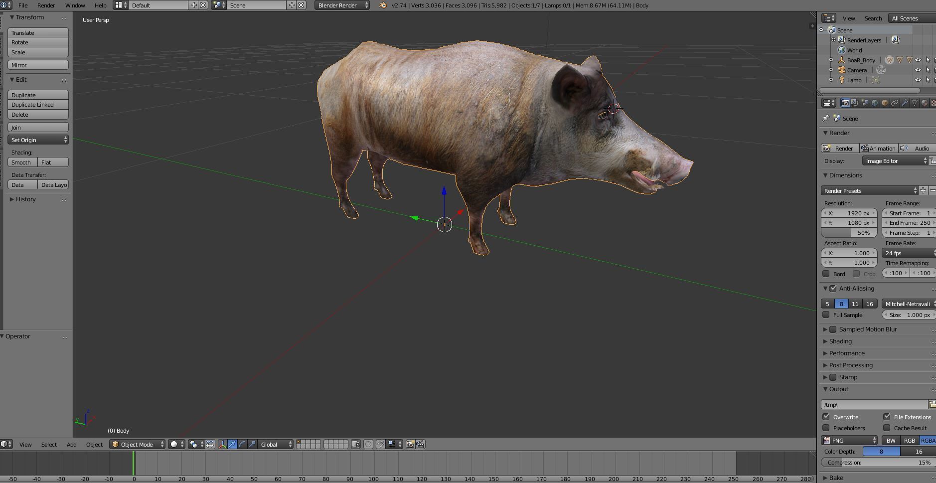 3D Wild Boar 3D Model Low-poly 3D model_13