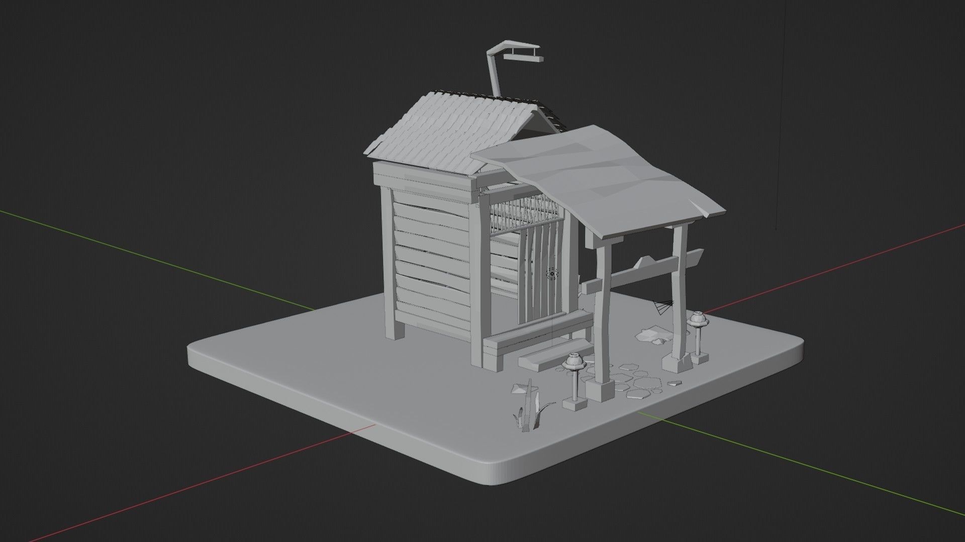 Low poly dark hut in the night Free low-poly 3D model_3