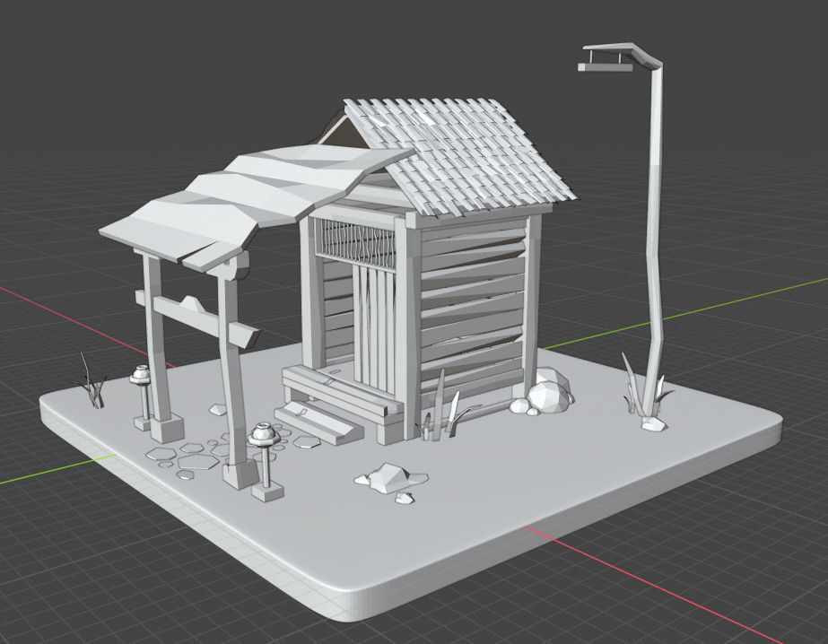 Low poly dark hut in the night Free low-poly 3D model_6