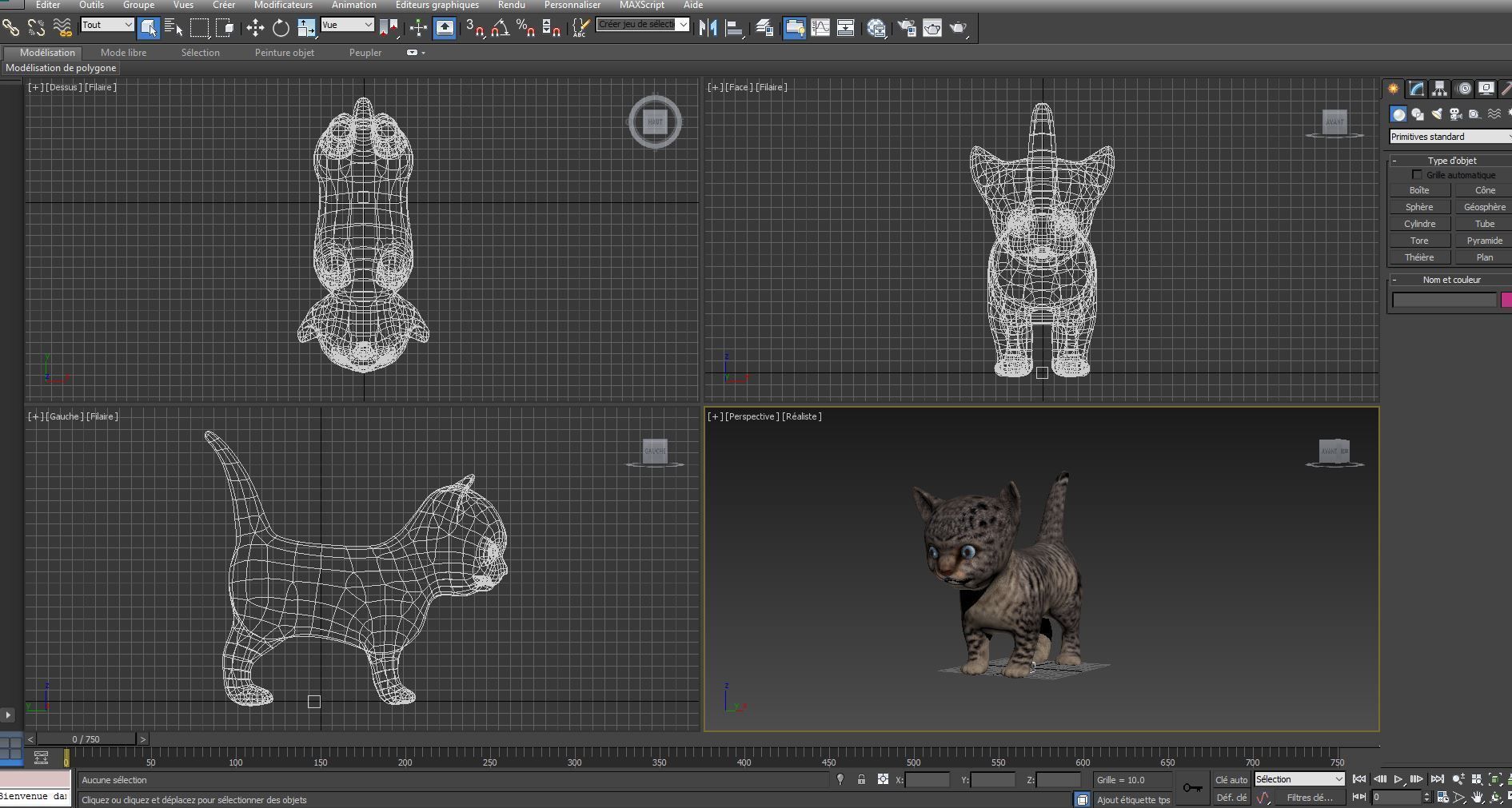 3D wild cat low poly  Low-poly 3D model_16