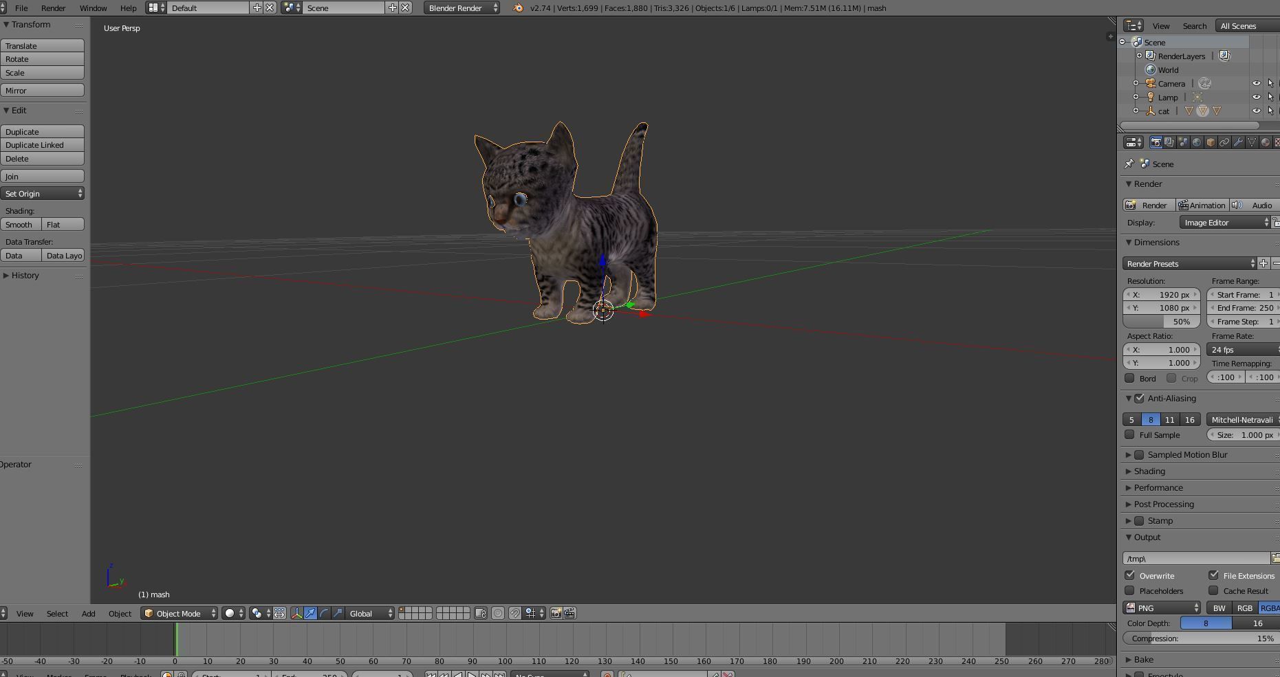 3D wild cat low poly  Low-poly 3D model_15