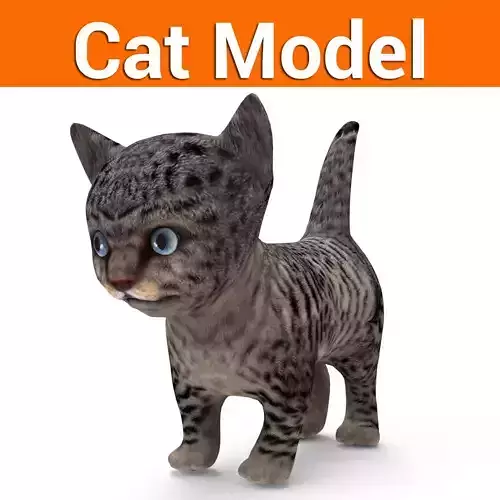 3D wild cat low poly  Low-poly 3D model