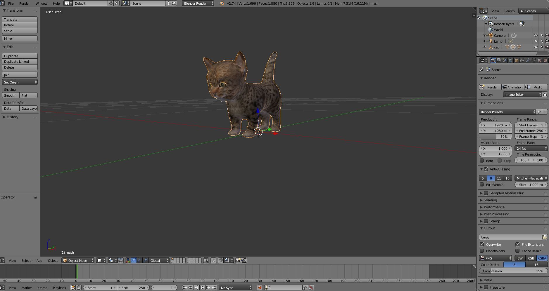 3D Tamed Cute Cat  Low-poly 3D model_17