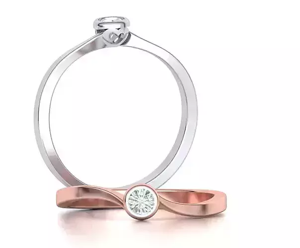 Bezel Heart style Solitaire Ring Own design 3D print model