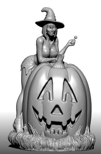 Hot Witch on Jack O Latern  3D print model_2
