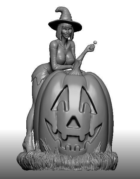 Hot Witch on Jack O Latern  3D print model_7