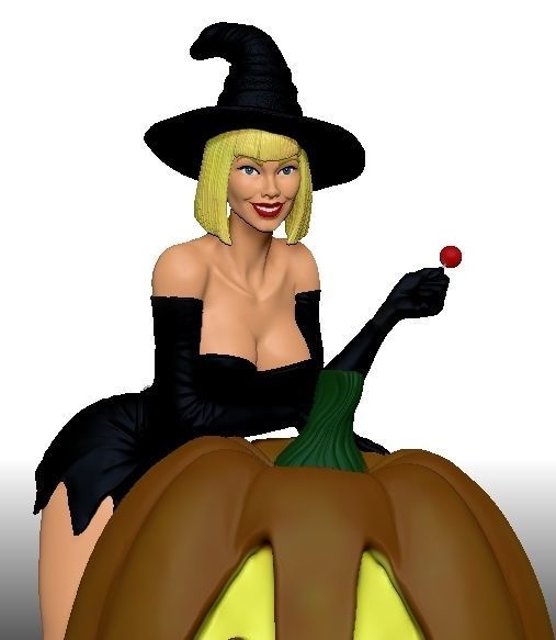 Hot Witch on Jack O Latern  3D print model_5