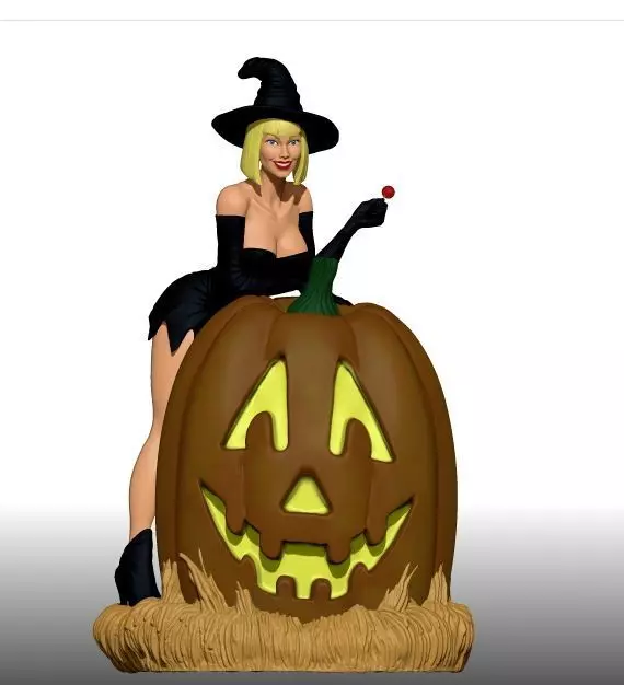 Hot Witch on Jack O Latern  3D print model_0