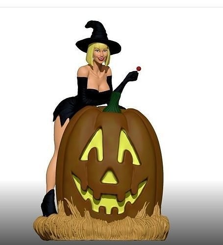 Hot Witch on Jack O Latern  3D print model