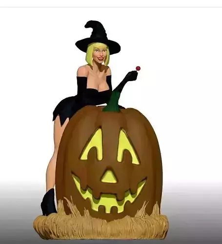 Hot Witch on Jack O Latern  3D print model