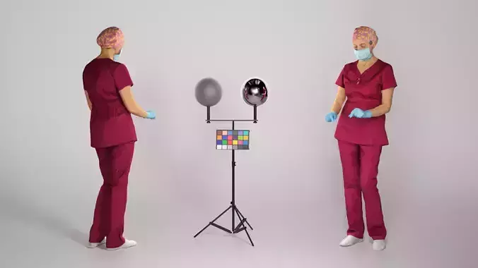 Surgical female doctor working 210 Low-poly 3D model