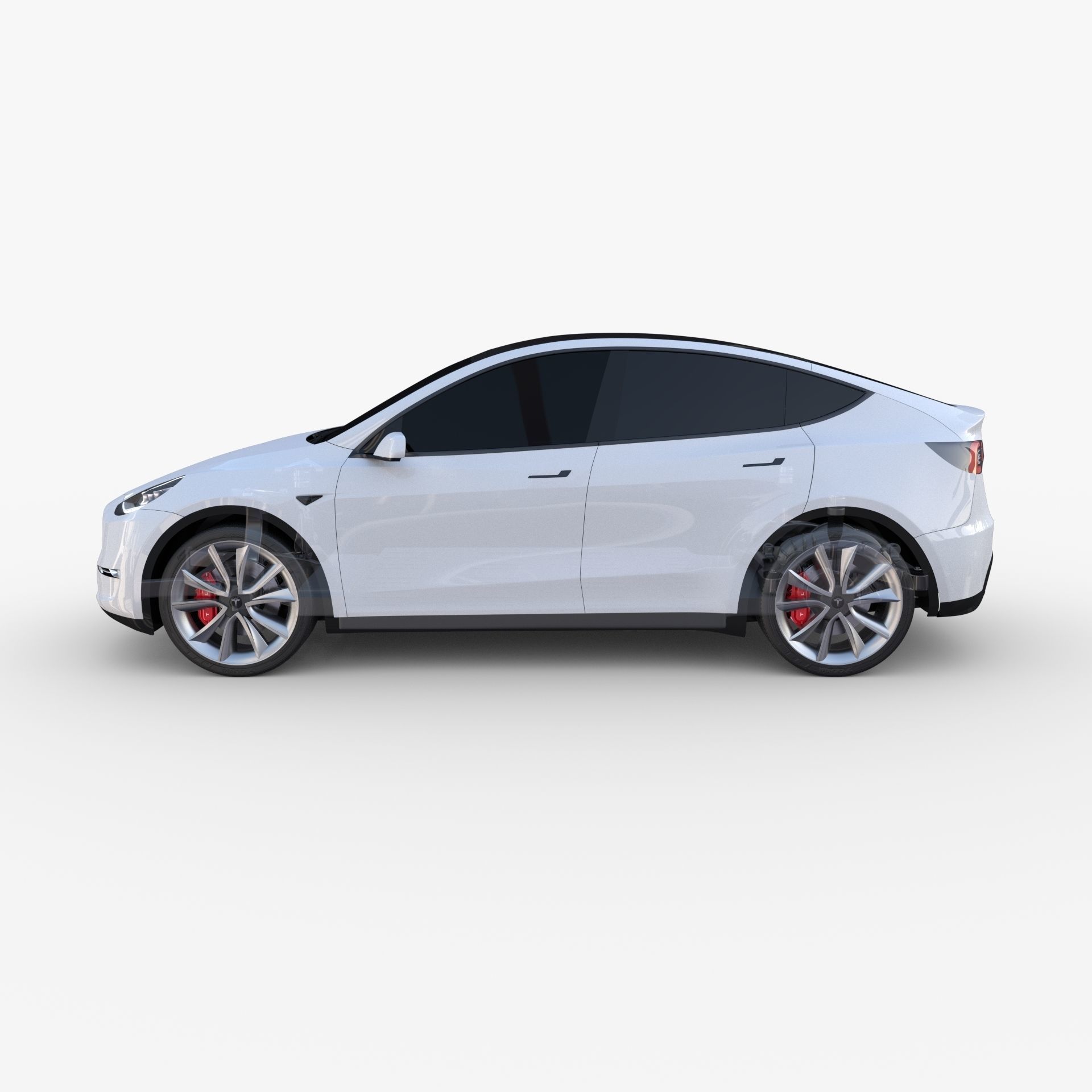 Tesla Model Y RWD White with chassis 3D model_19