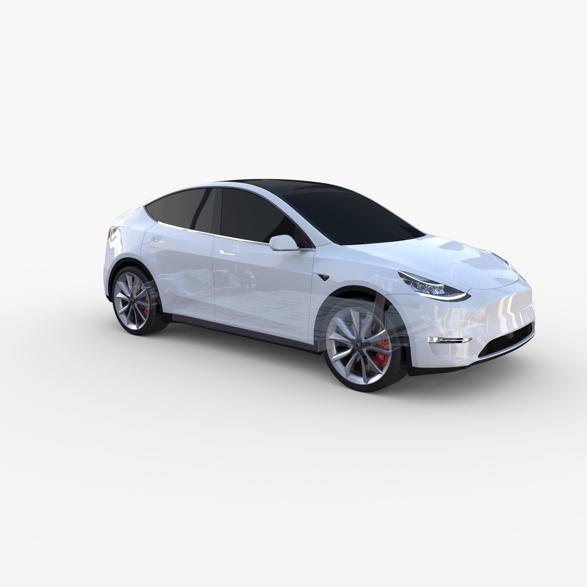 Tesla Model Y RWD White with chassis 3D model_22
