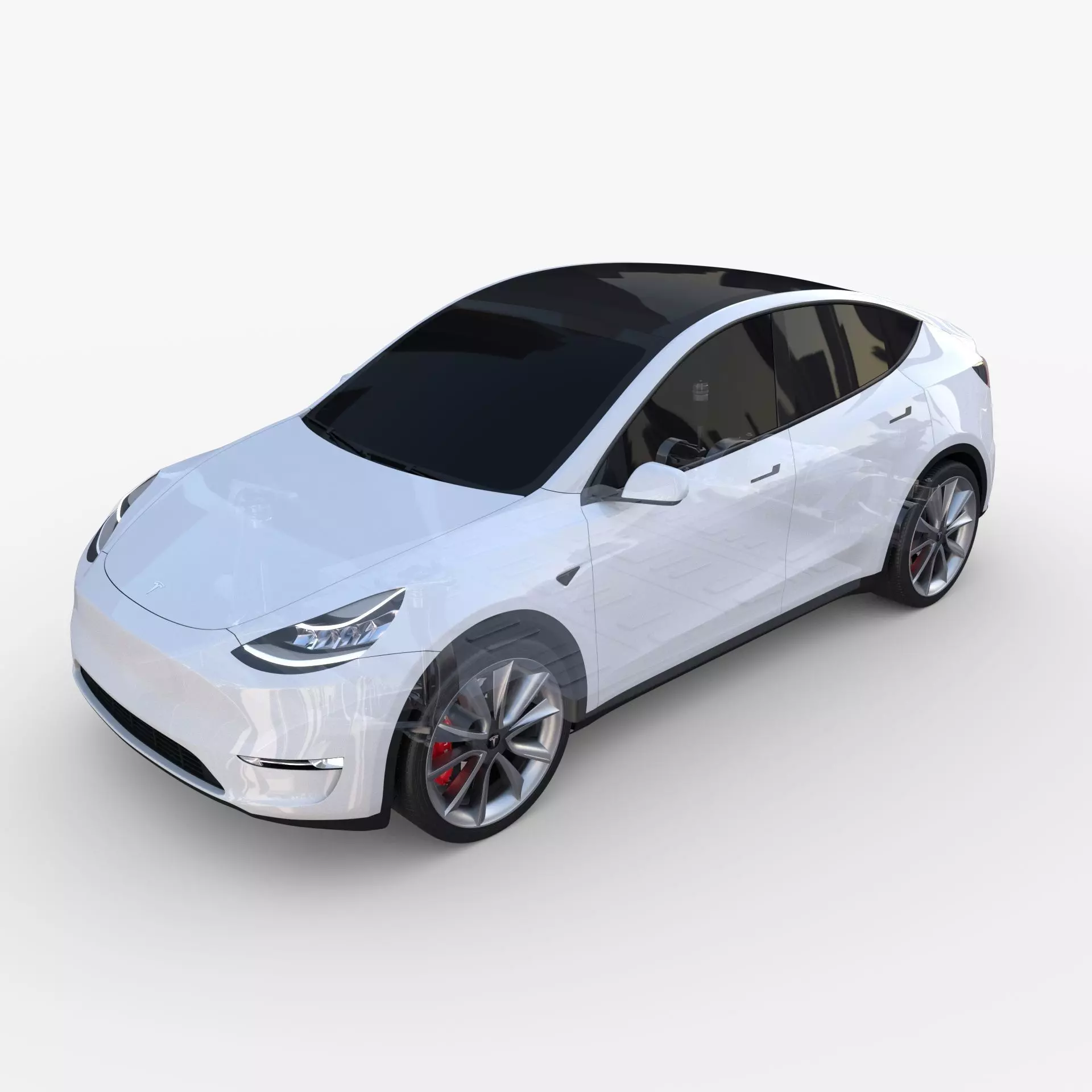 Tesla Model Y RWD White with chassis 3D model_0