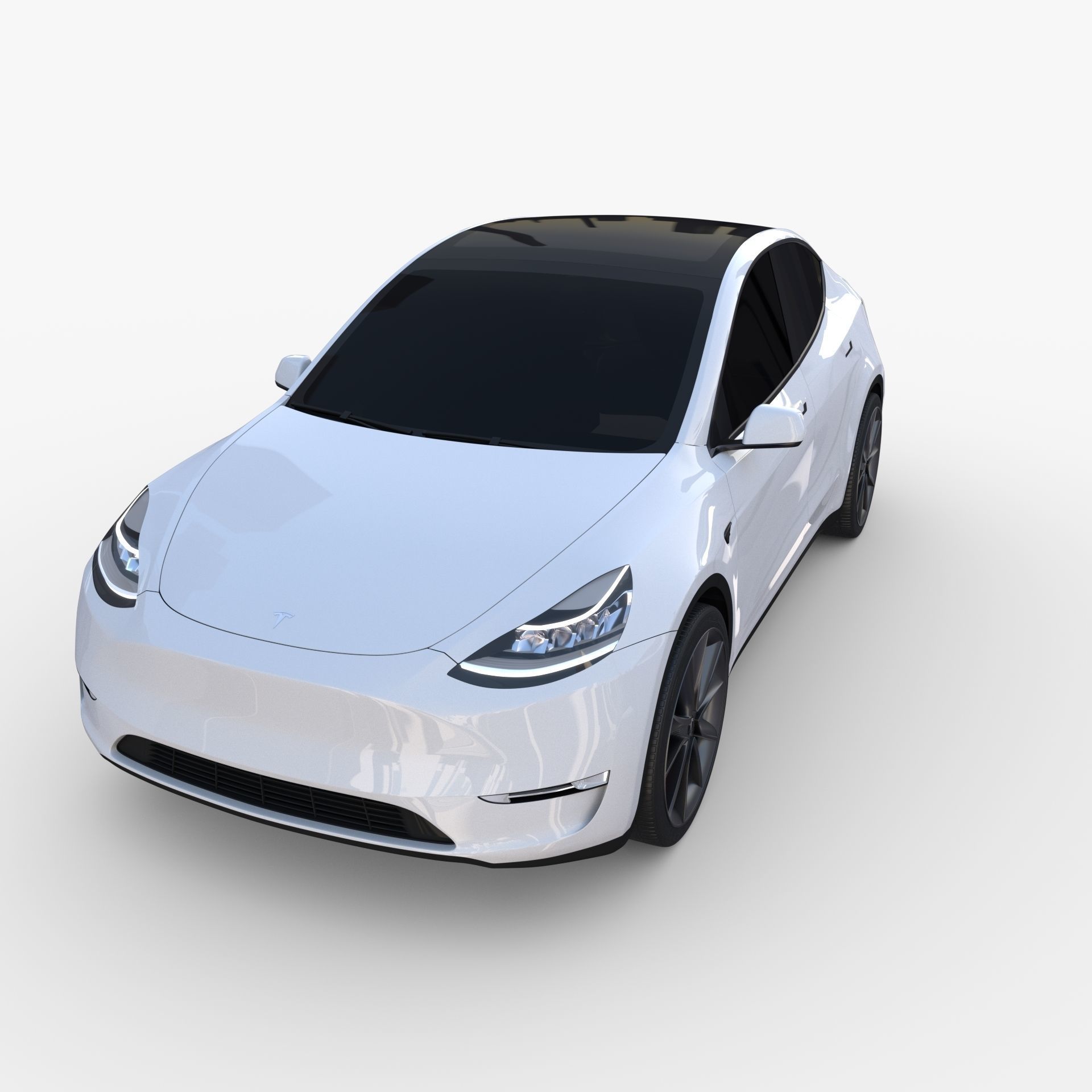 Tesla Model Y RWD White with chassis 3D model_14
