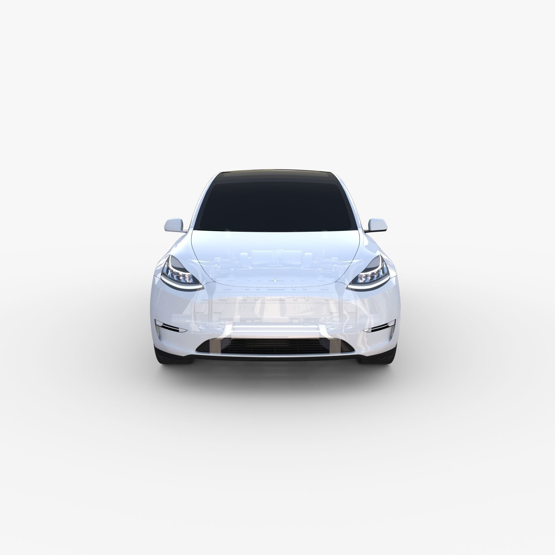 Tesla Model Y RWD White with chassis 3D model_18