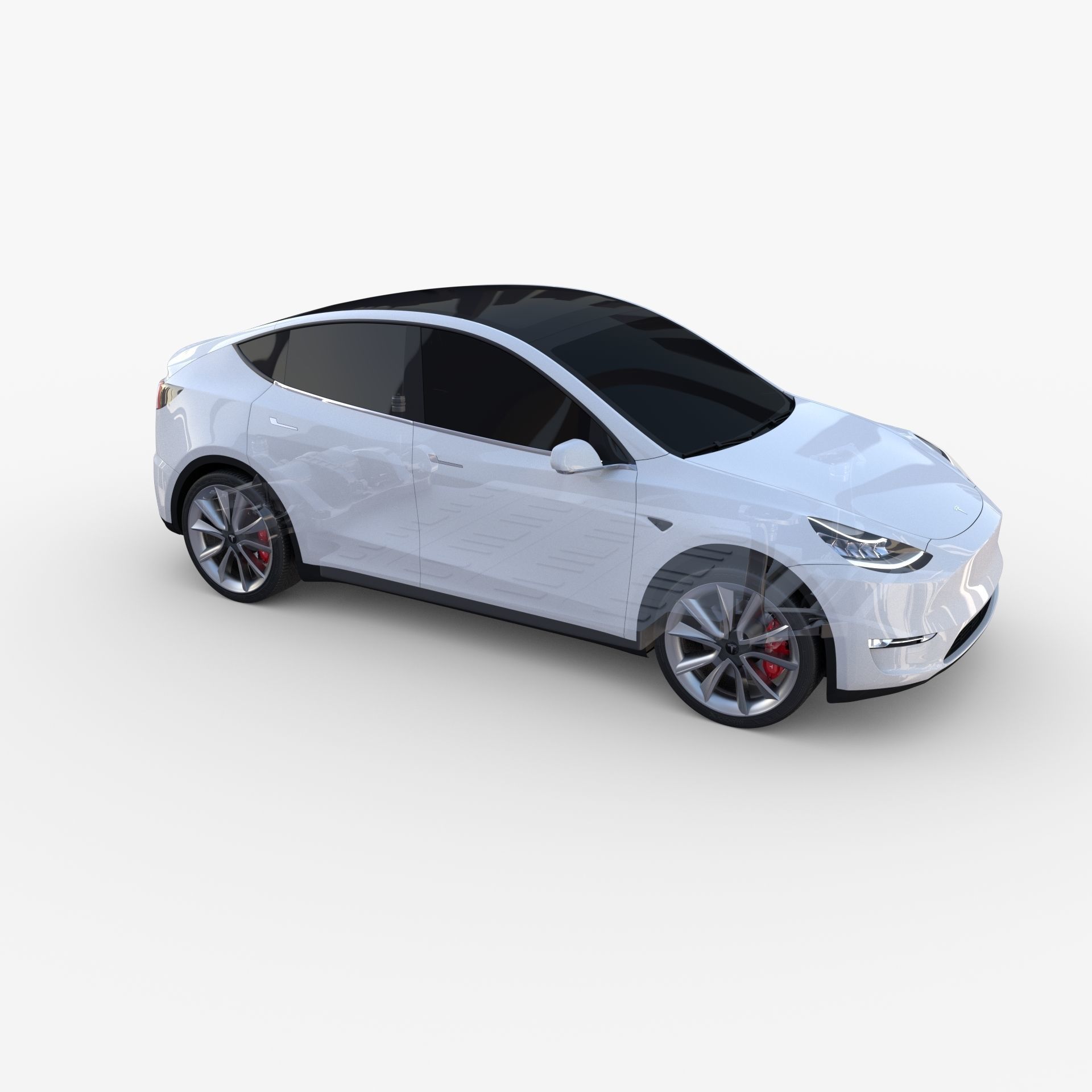 Tesla Model Y RWD White with chassis 3D model_27