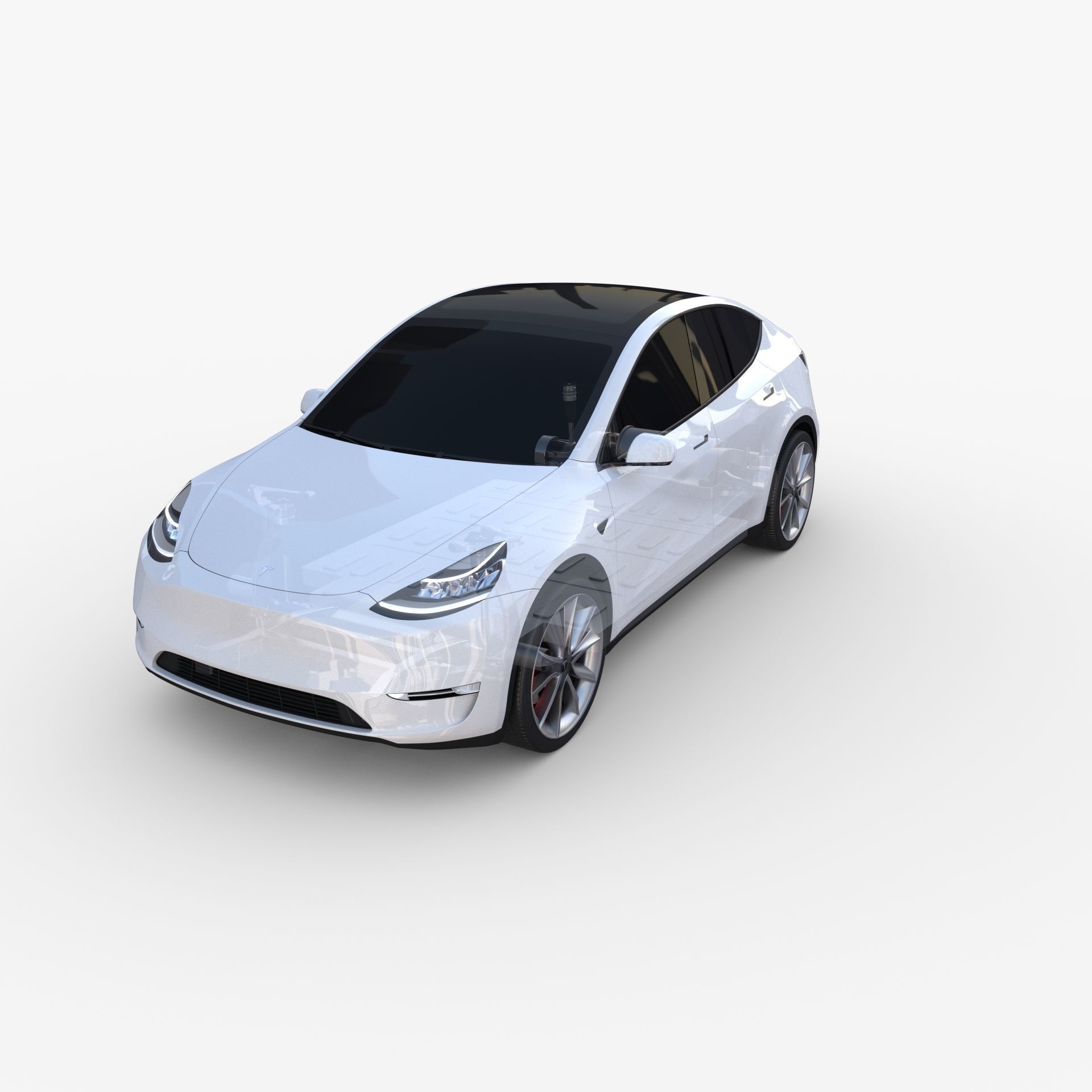 Tesla Model Y RWD White with chassis 3D model_23