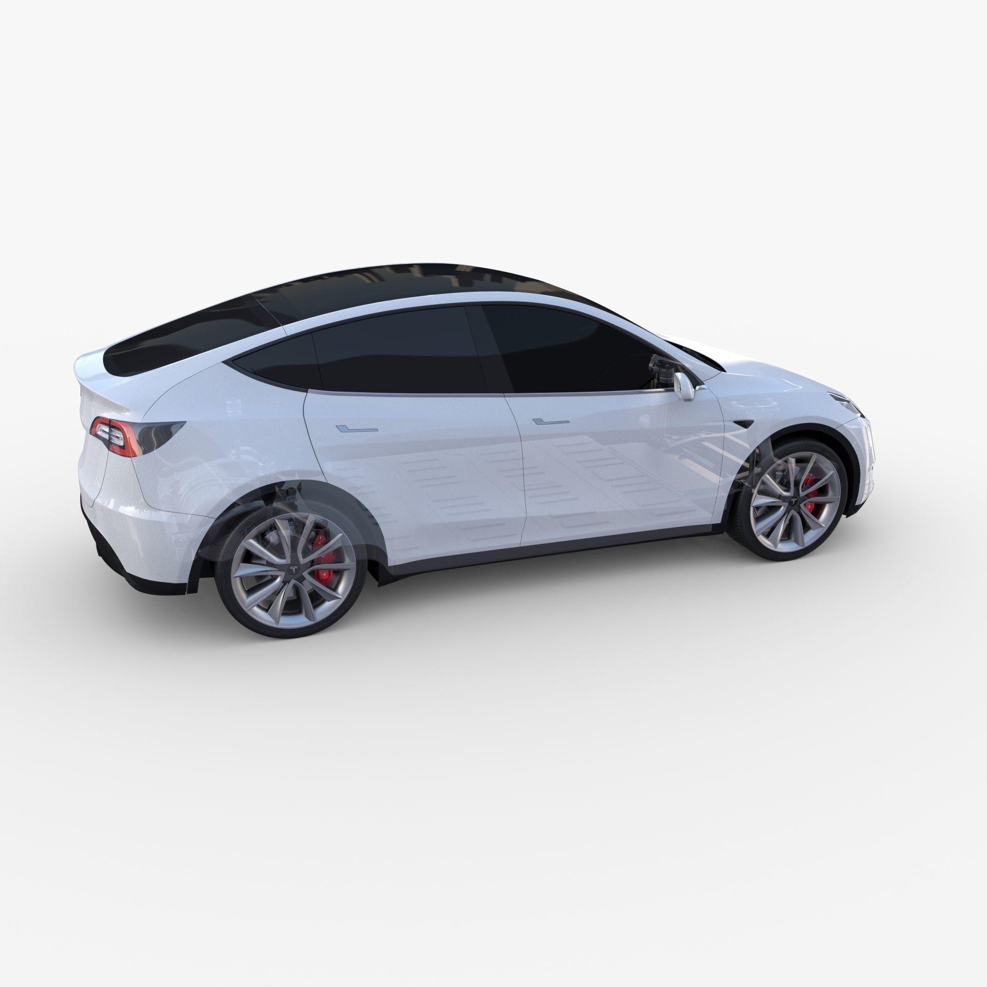 Tesla Model Y RWD White with chassis 3D model_26