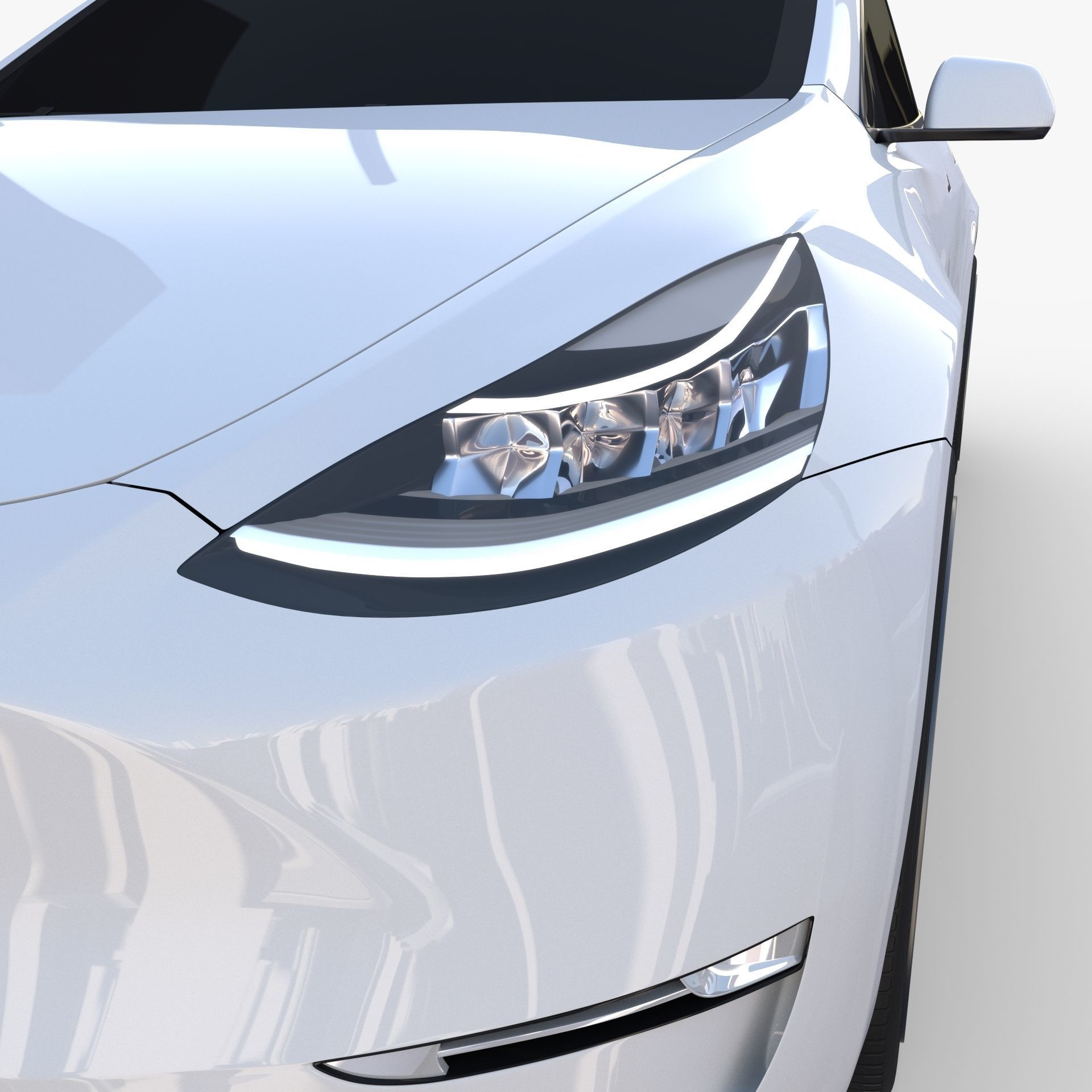 Tesla Model Y RWD White with chassis 3D model_15