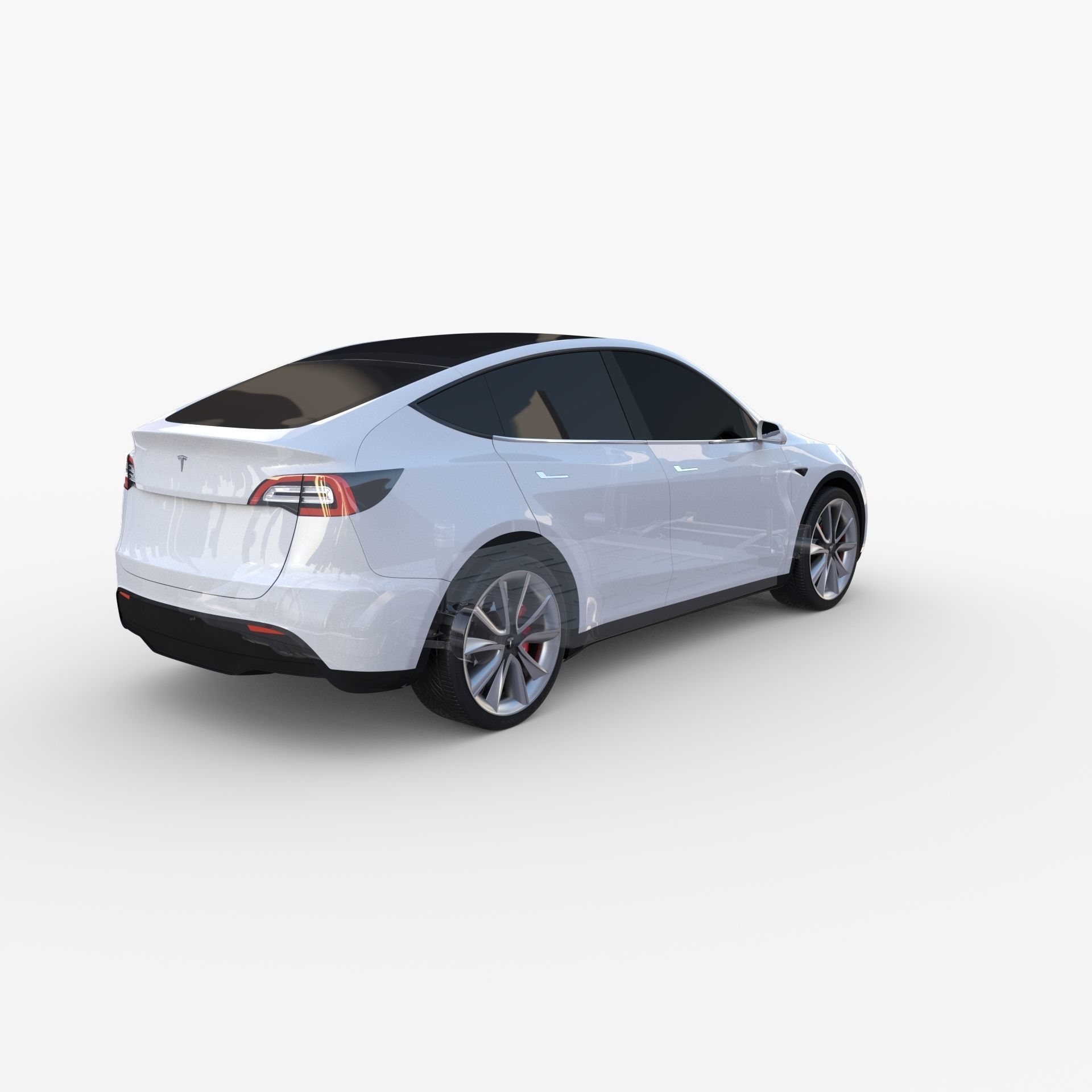 Tesla Model Y RWD White with chassis 3D model_21