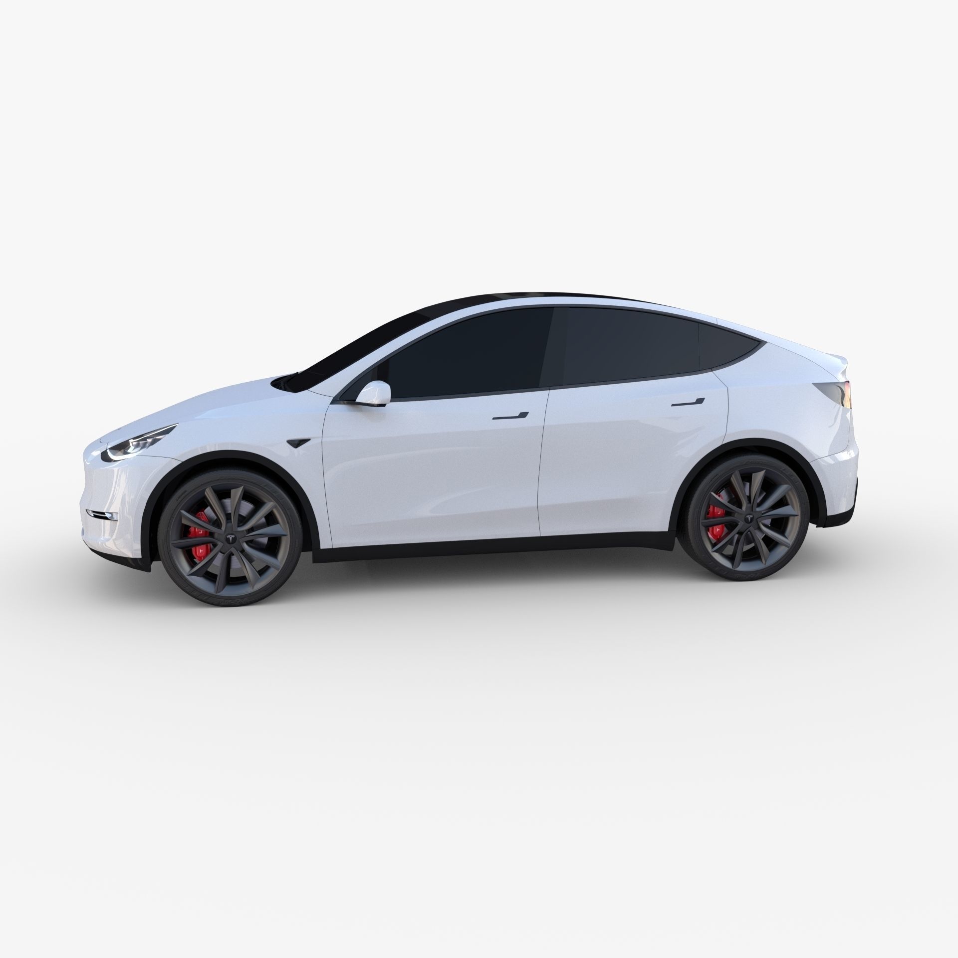 Tesla Model Y RWD White with chassis 3D model_2