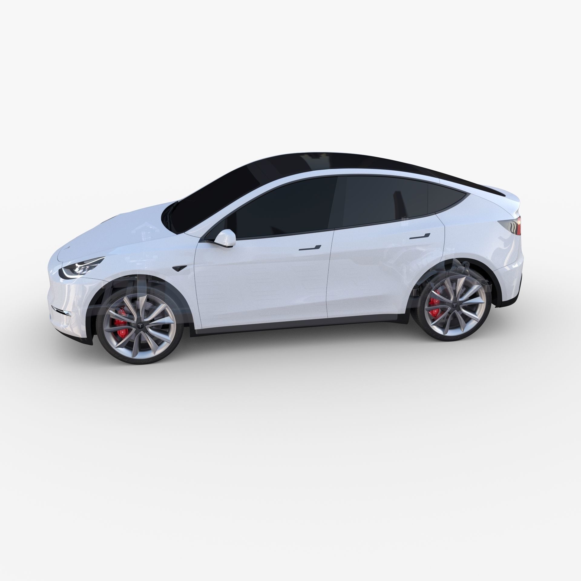 Tesla Model Y RWD White with chassis 3D model_24