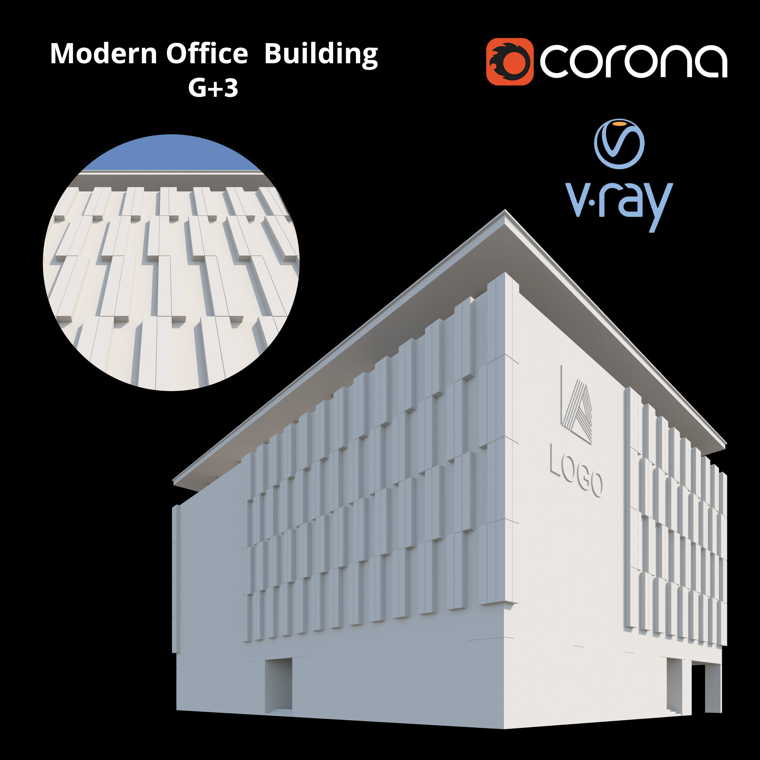 Modern Office Building 001 3D model_2