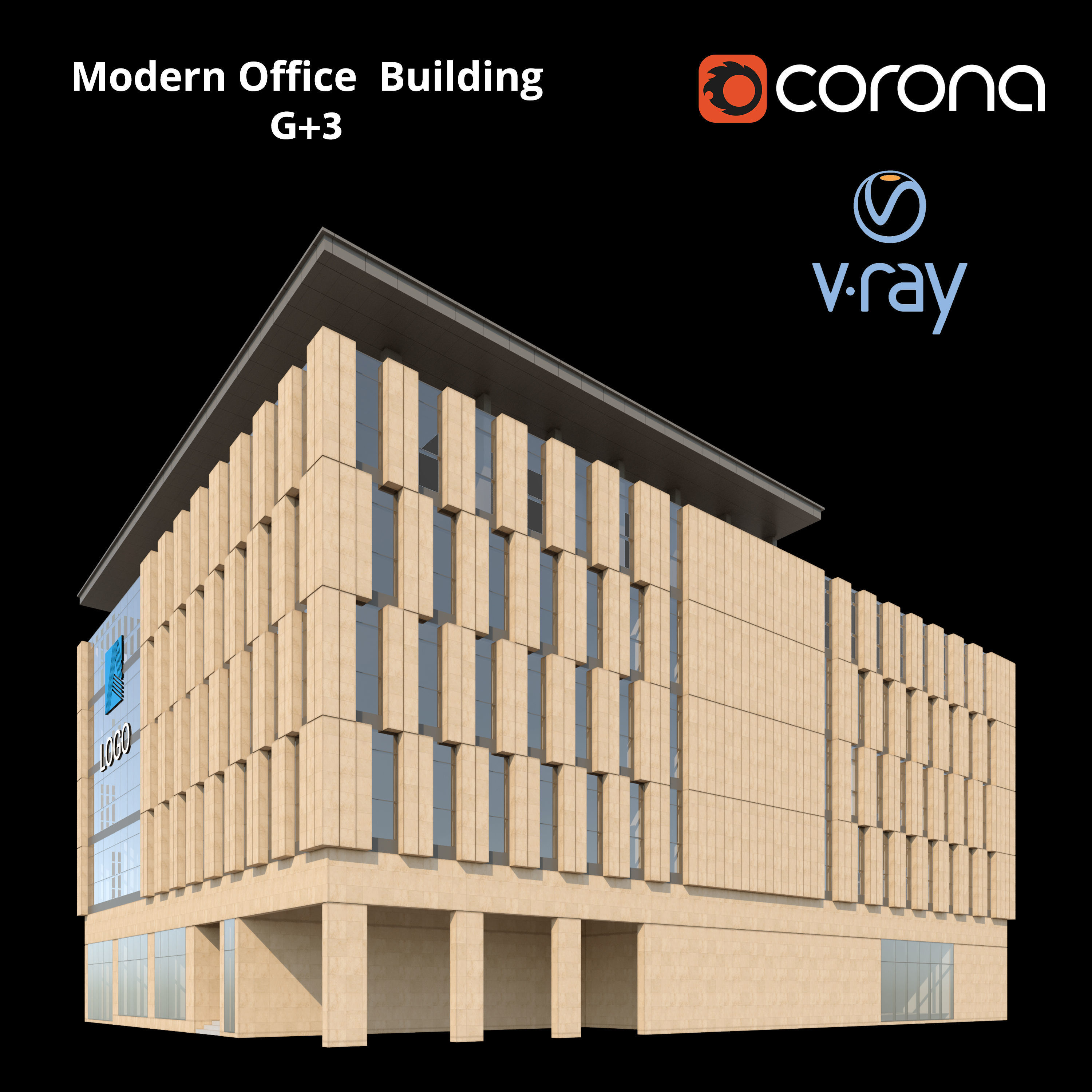 Modern Office Building 001 3D model_1