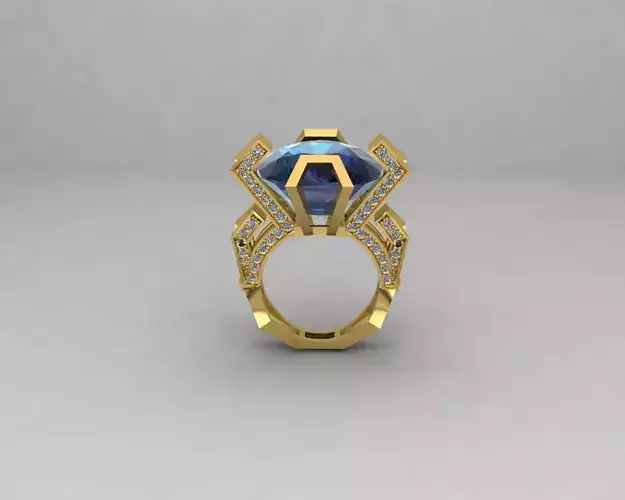 DRing-9 gold ring with sapphire stone