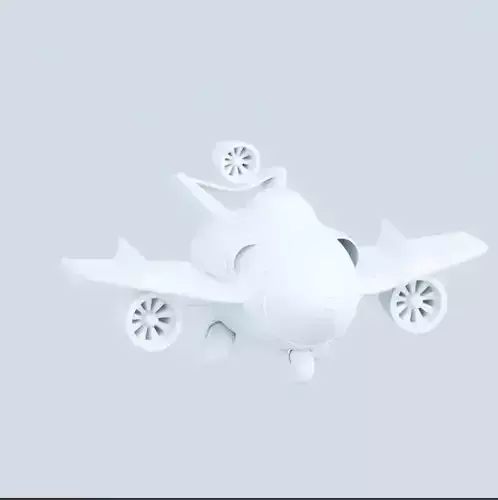 model 3d toy airplane flying in sky