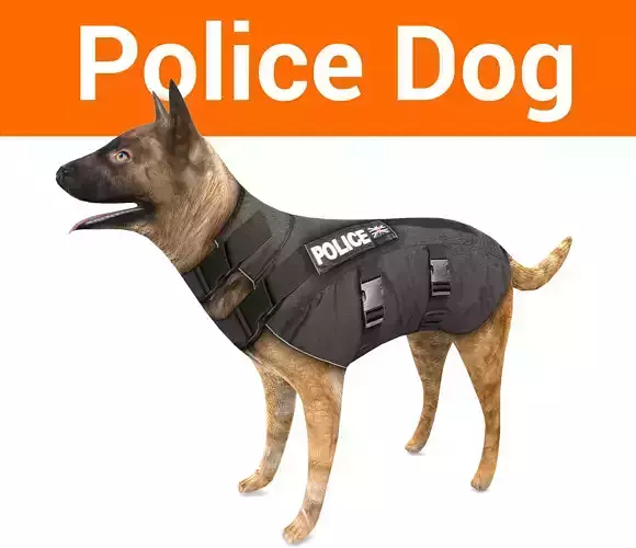 3D Police Dog low poly Model 