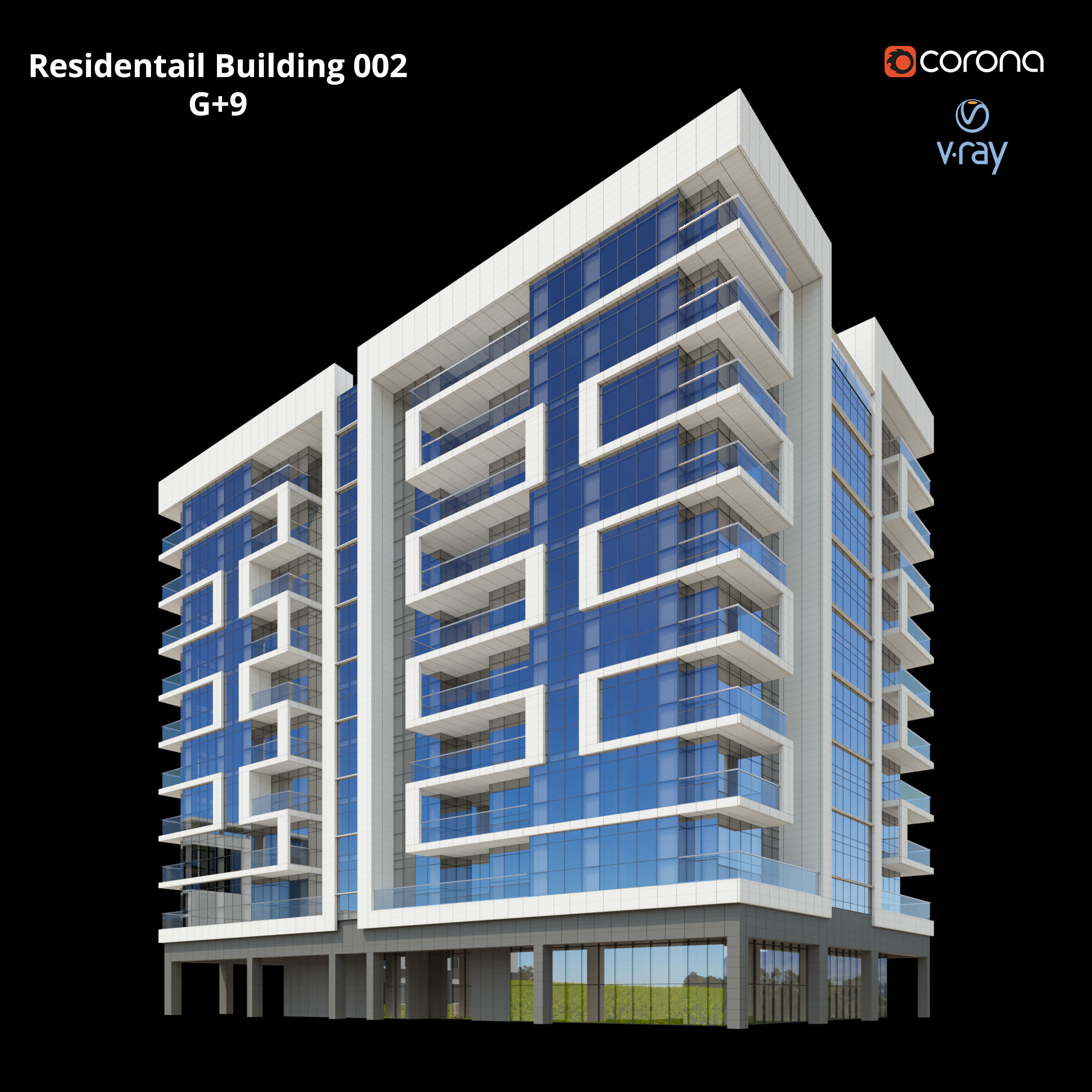 Modern Residential Building 002 3D model_2