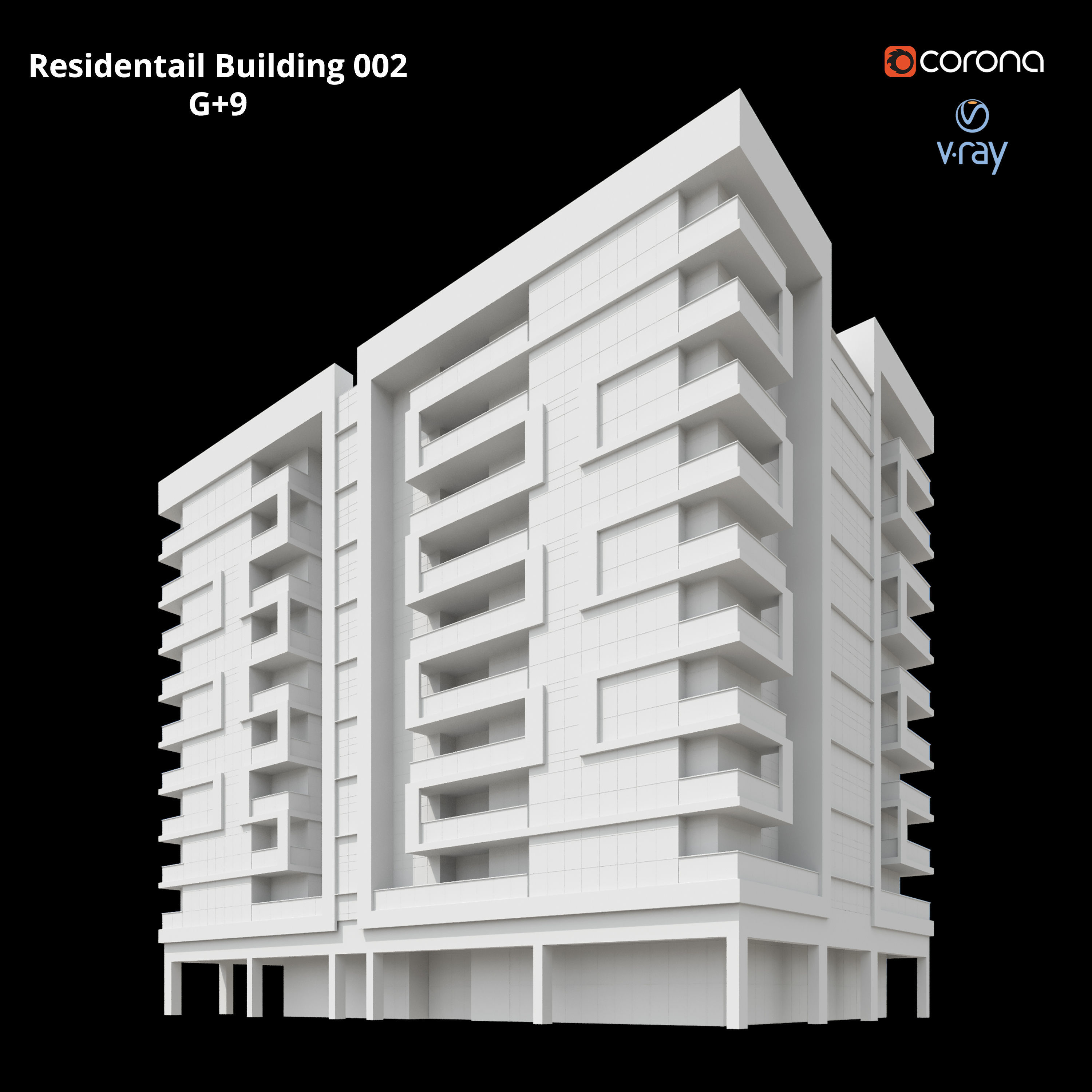 Modern Residential Building 002 3D model_3