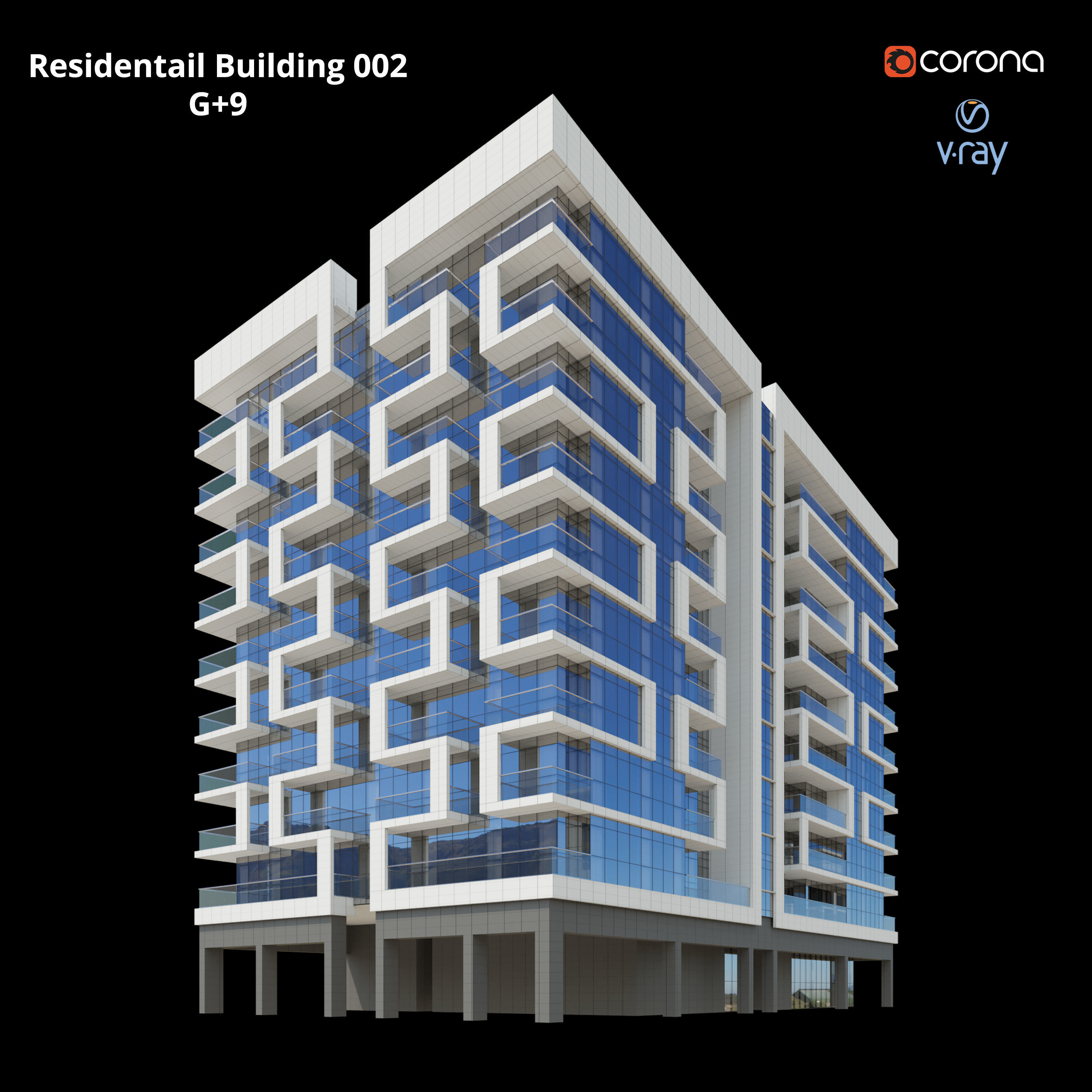 Modern Residential Building 002 3D model_1