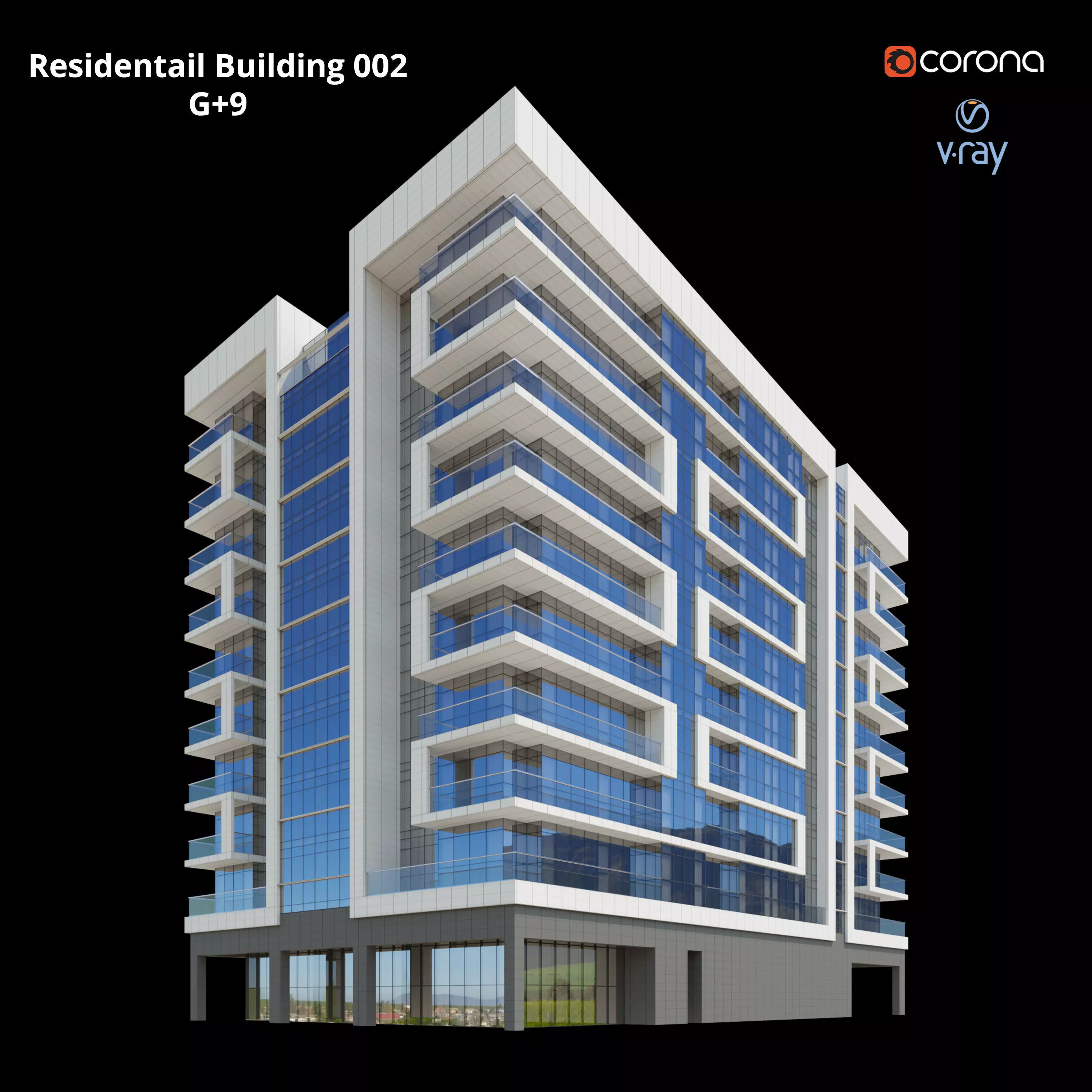 Modern Residential Building 002 3D model_0