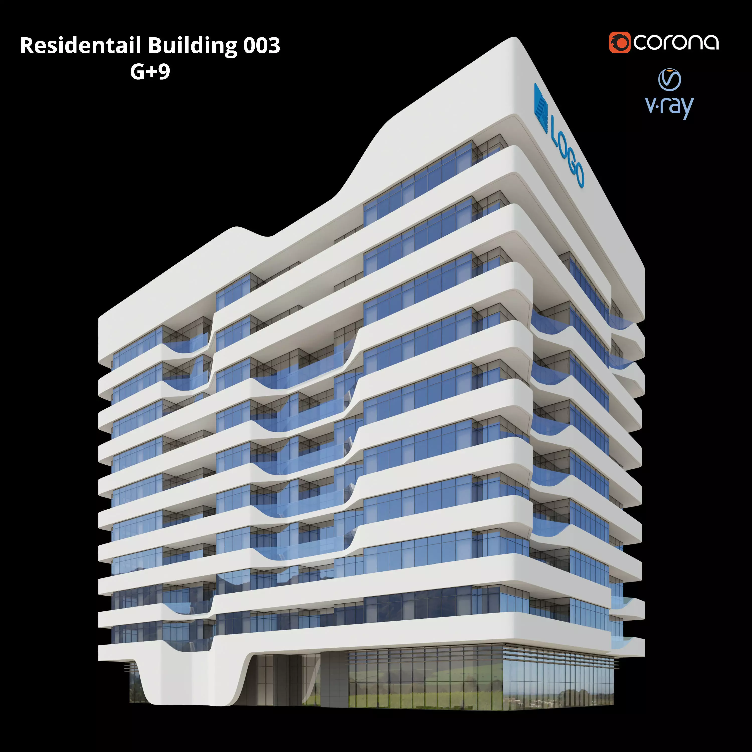 Modern Residential Building 003 3D model_0