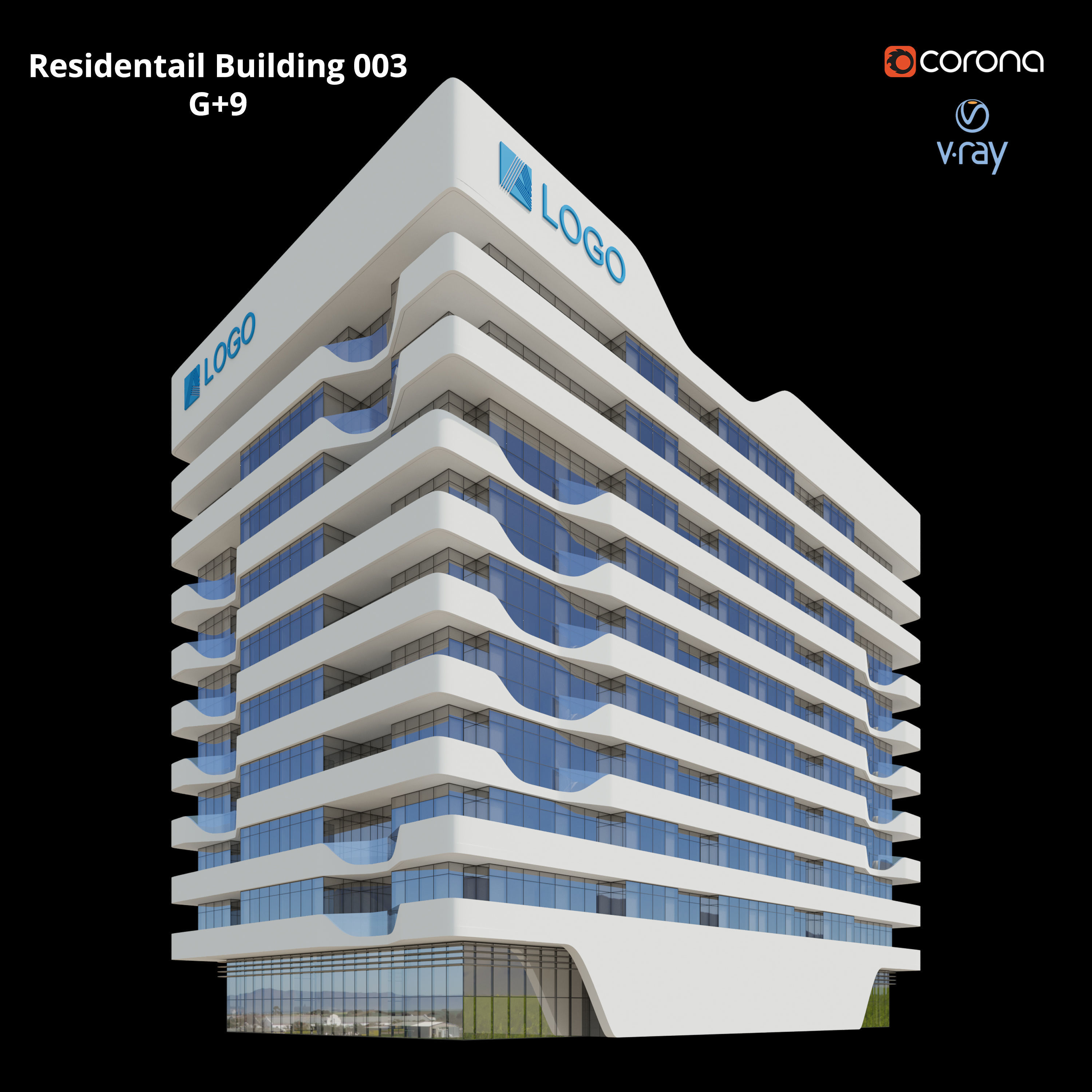 Modern Residential Building 003 3D model_3