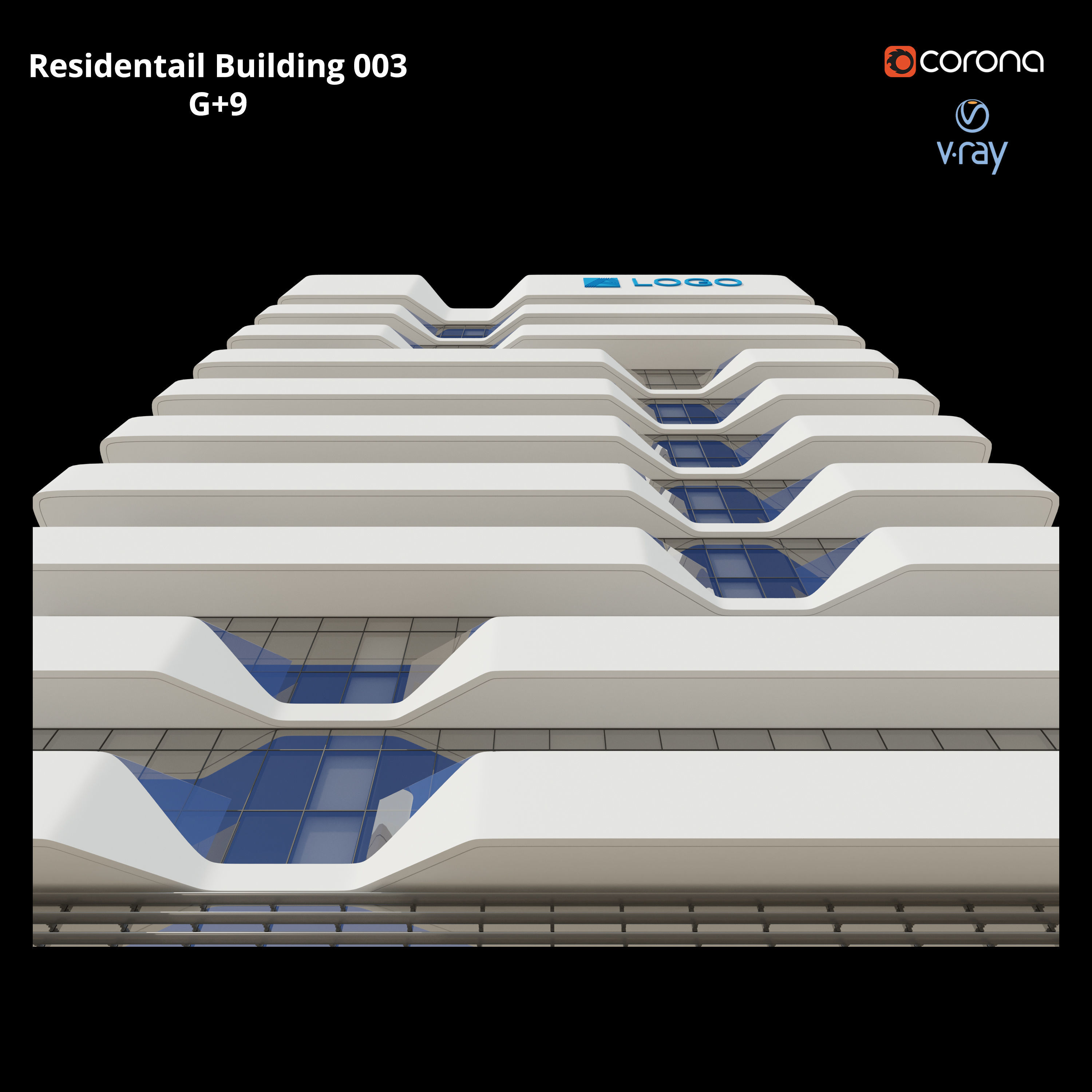 Modern Residential Building 003 3D model_4