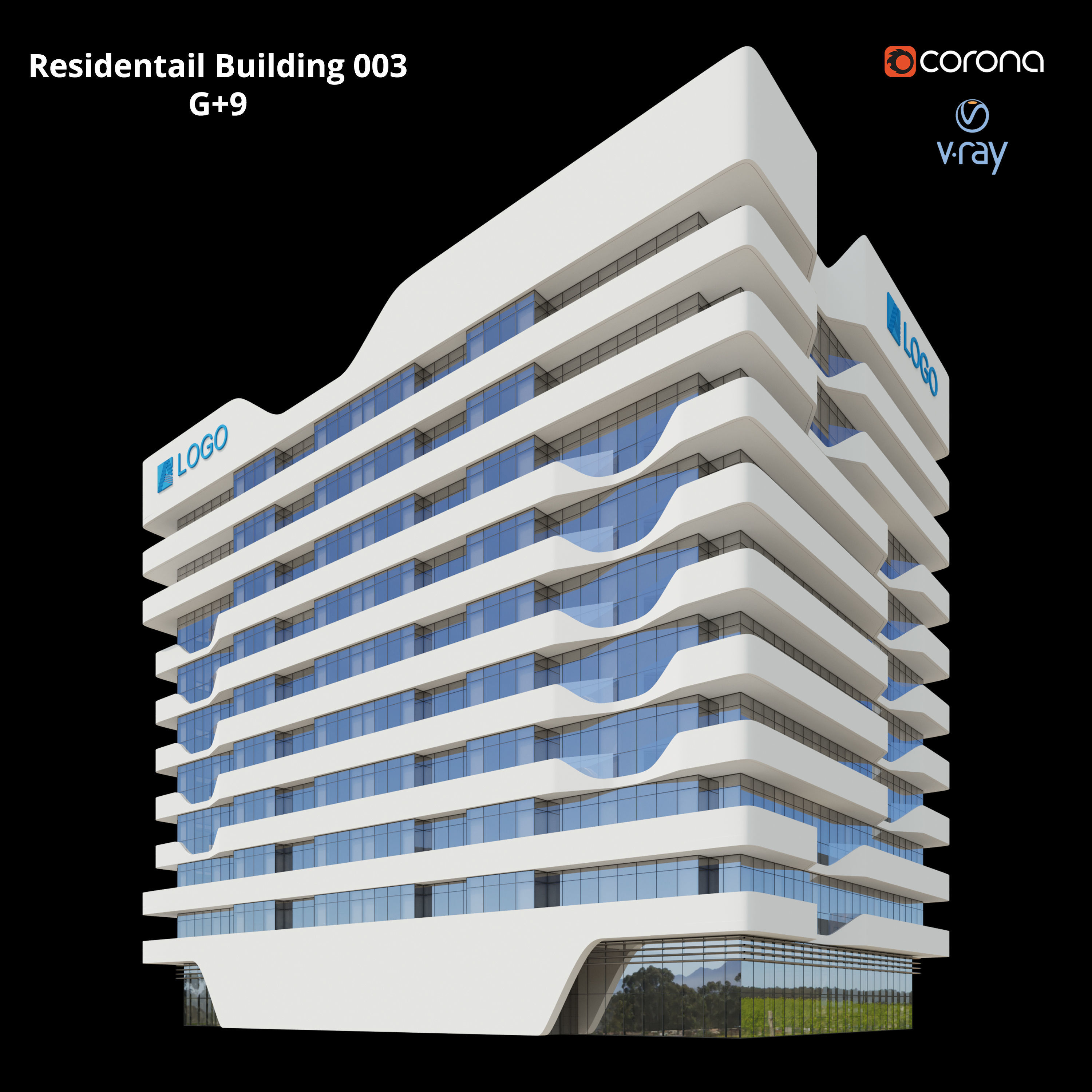 Modern Residential Building 003 3D model_2