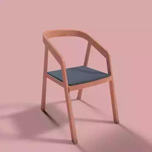 Low poly wooden chair PBR 3D model