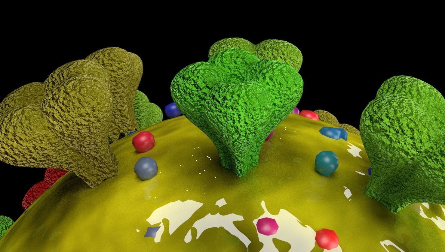 corona virus detail labelled cut section 3D model_2